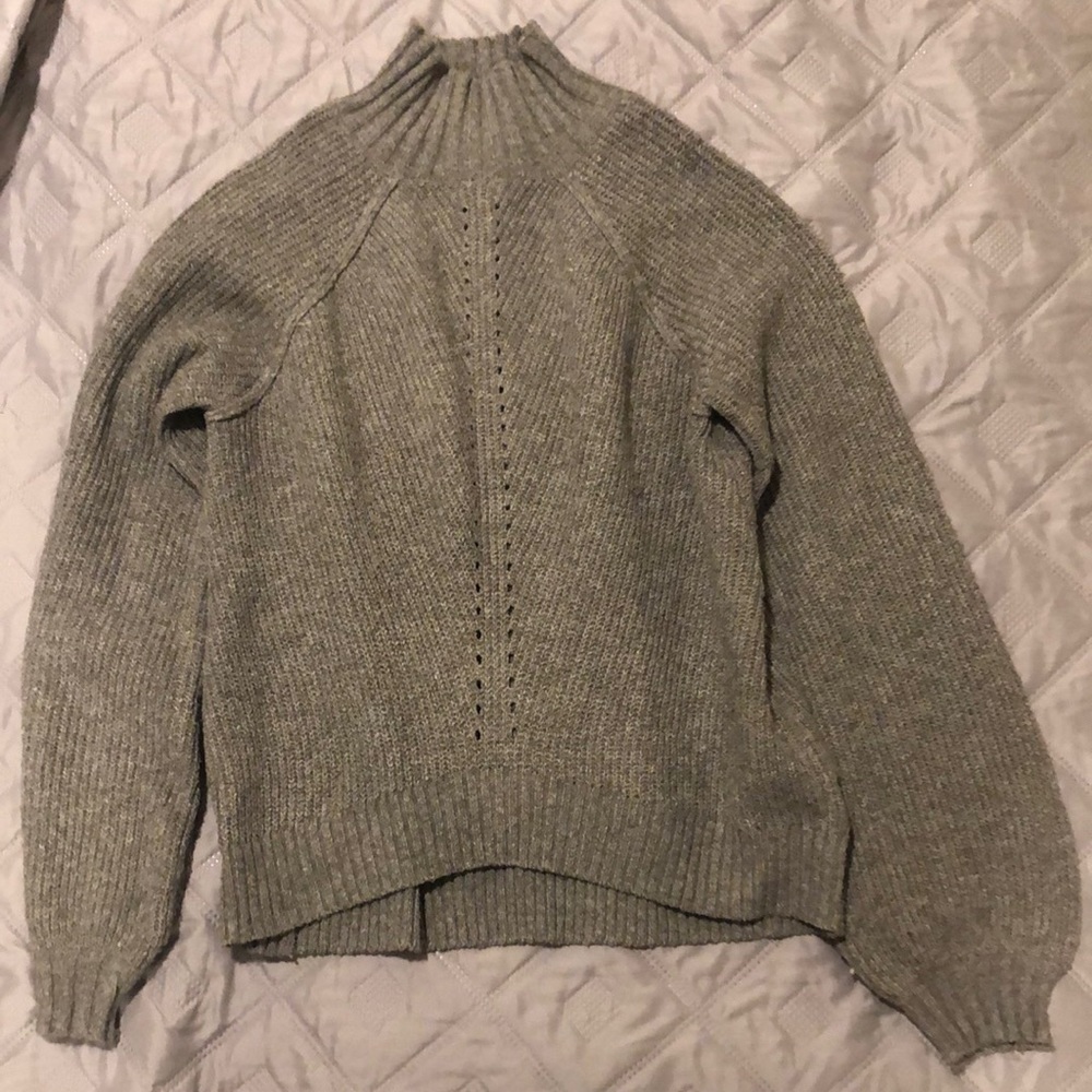 gray oversized turtleneck sweater